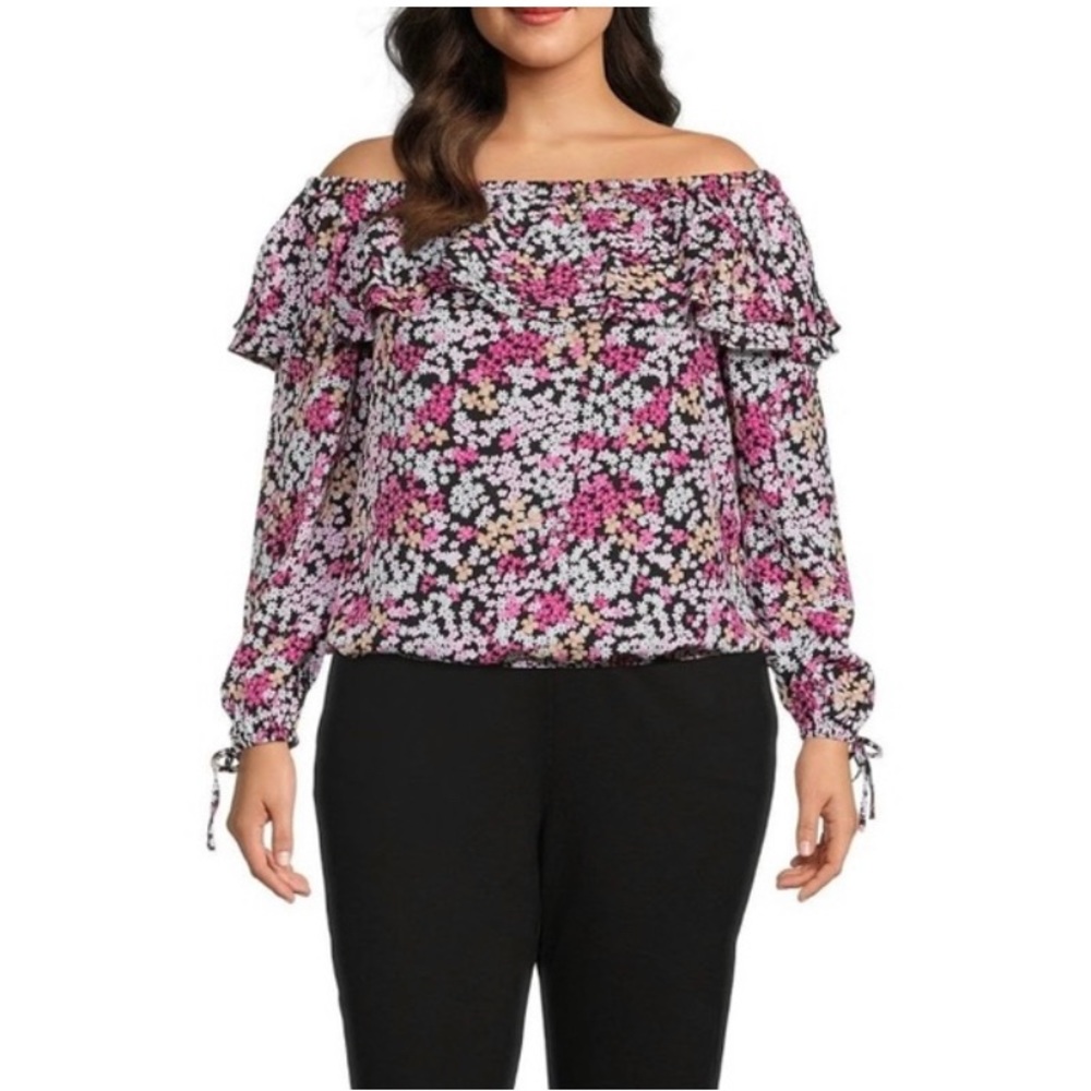 NEW! Michael Kors Floral Ruffle off the shoulder top